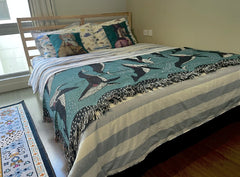 Whale Under The Sea Art Throw Blanket - Lifestyle photo showing blanket in use