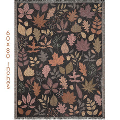 Rug with autumn tapestry throw leaf pattern and size 60x80 inches on a white background