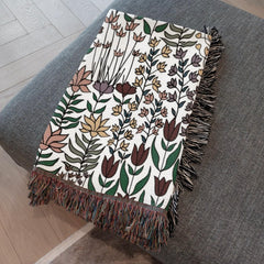 Floral Boho Wildflower Tapestry Bed Blanket