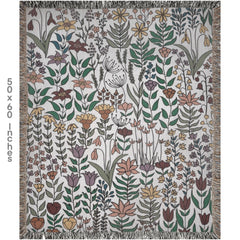 Floral Boho Wildflower Tapestry Bed Blanket