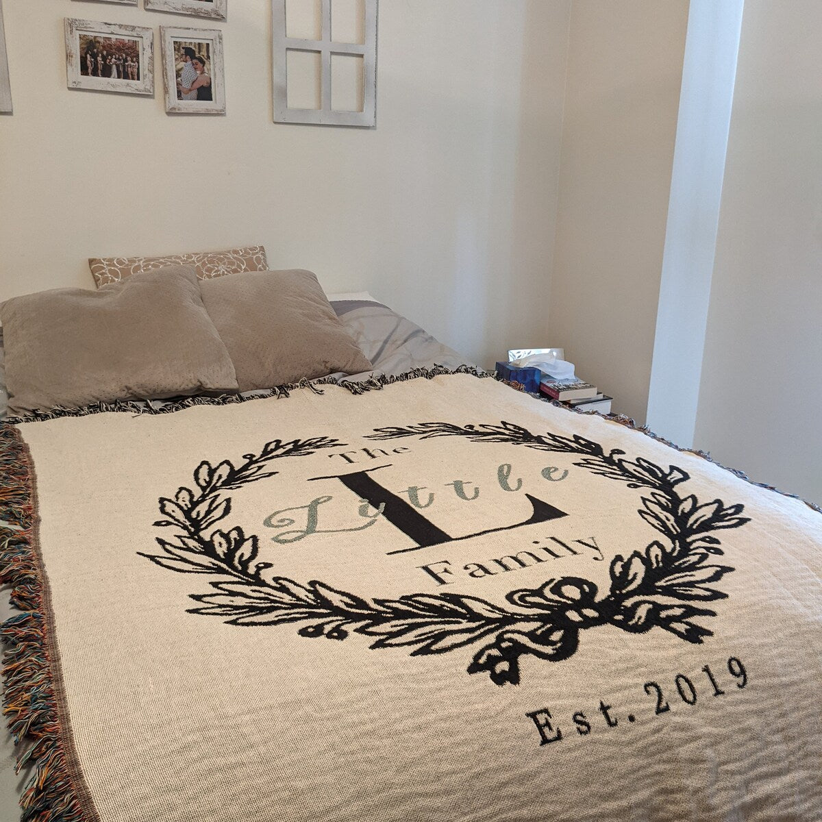 Personalized Family Name Woven Throw Blanket