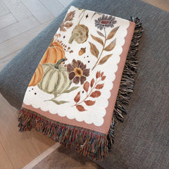 Woven Cotton Fall Wall Tapestry Dusty Pink Blanket: Farmhouse Pumpkin Spice Decor