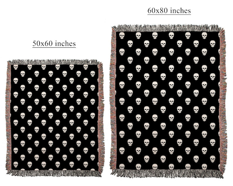 Black Skull Cotton Woven Blanket