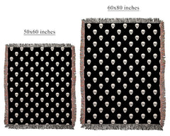 Black Skull Cotton Woven Blanket