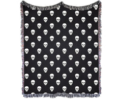 Black Skull Cotton Woven Blanket