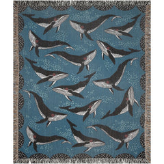 Whale Under The Sea Art Throw Blanket - 50 x 60 inches szie showing ocean-themed artwork