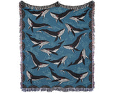 Whale Under The Sea Art Throw Blanket - Main product view showing ocean whale design