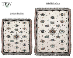 Evil Eye Colorful Woven Throw Blanket