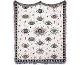 Evil Eye Colorful Woven Throw Blanket