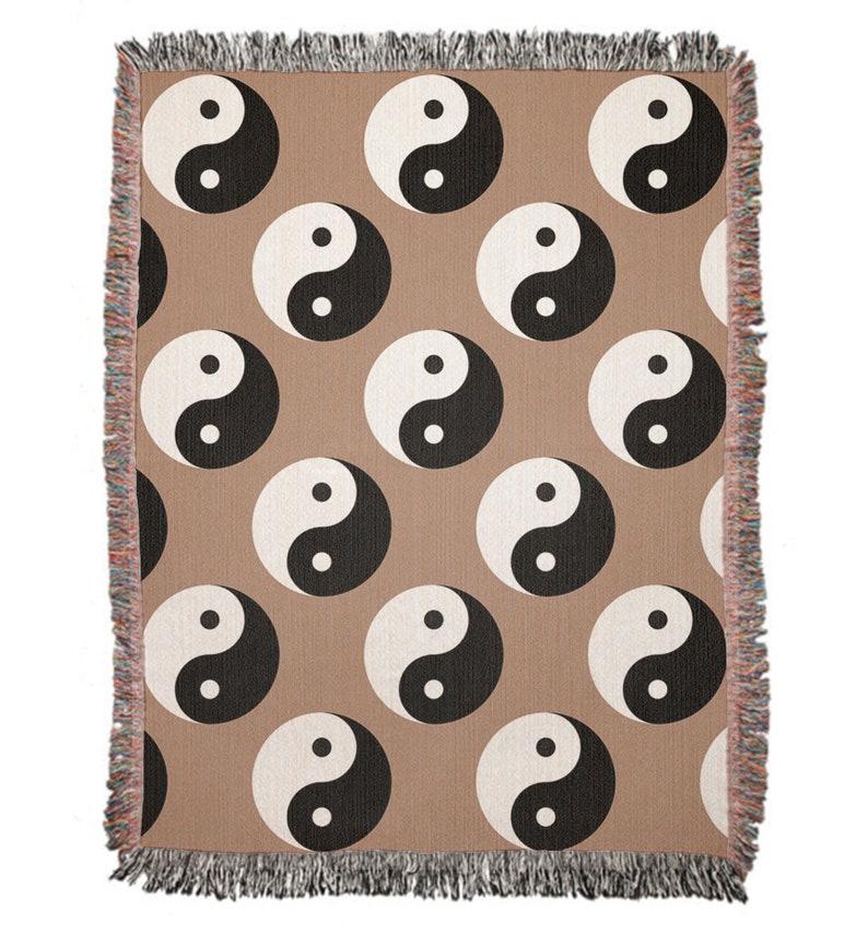 Earth tone Yin Yang tapestry for meditation or yoga space