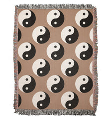 Earth tone Yin Yang tapestry for meditation or yoga space