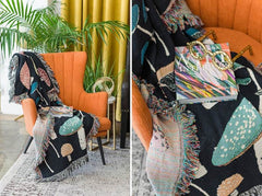 Mushroom Tapestry Woven Throw Blanket