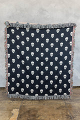 Black Skull Cotton Woven Blanket
