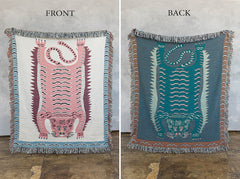 Reversible tiger throw with fringe