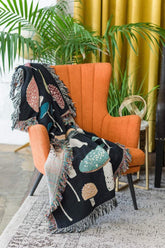 Mushroom Tapestry Woven Throw Blanket