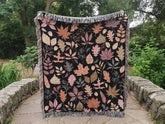 Autumn cotton tapestry throw with bold fall colors