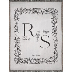 Couples Initials Cotton Throw