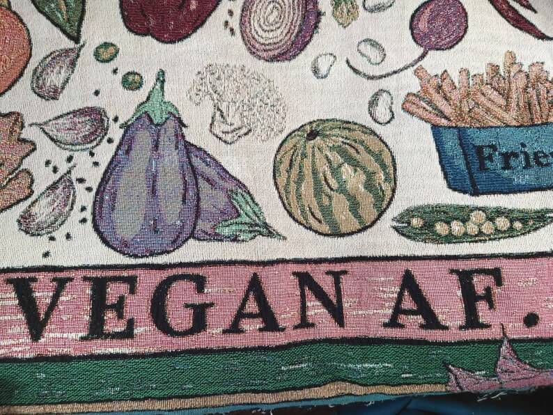 Tarot card inspired design on Vegan Af throw blanket for plant-based lifestyle