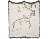 Neutral Aesthetic Chinese Art Throw Blanket