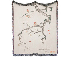 Neutral Aesthetic Chinese Art Throw Blanket
