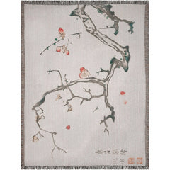Neutral Aesthetic Chinese Art Throw Blanket