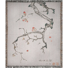 Neutral Aesthetic Chinese Art Throw Blanket