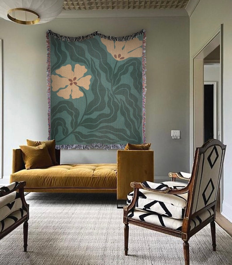 Wall Hanging Woven Green Throw