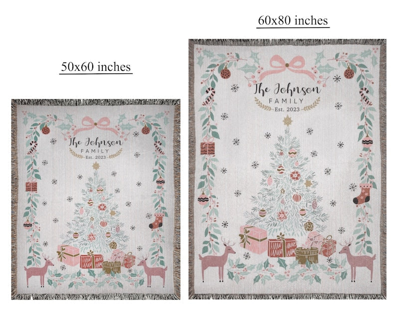 Personalized Pink Coquette Christmas Blanket