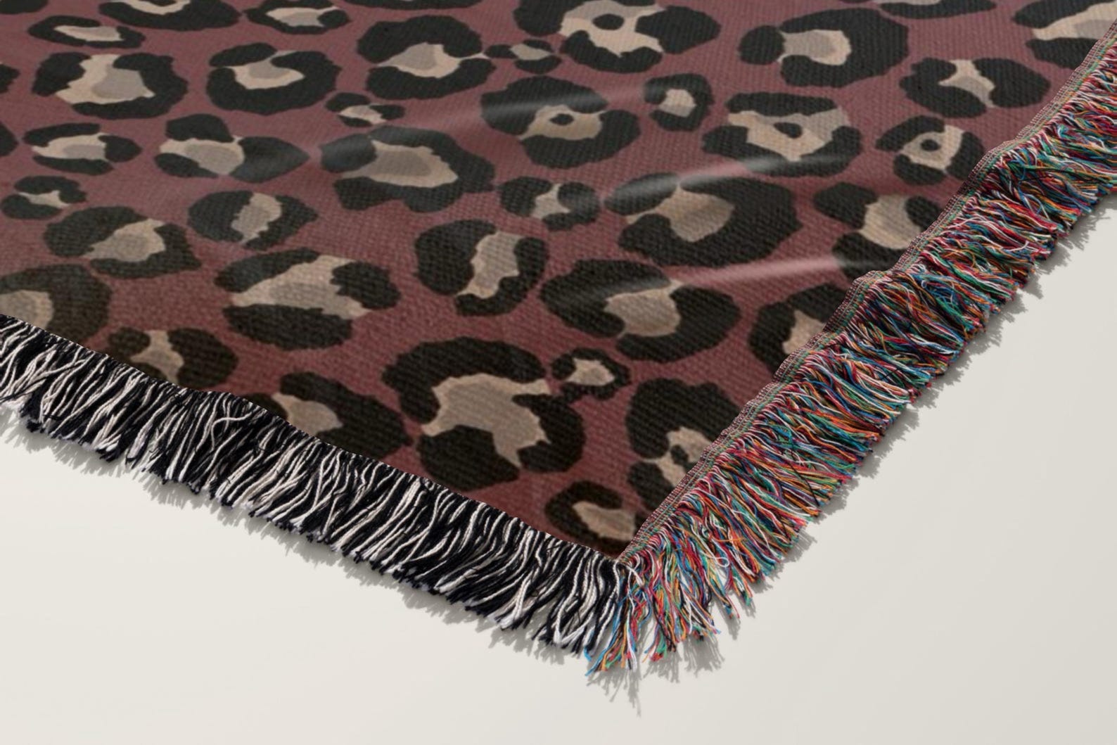 Close-up texture of 100% cotton woven animal print bedspread