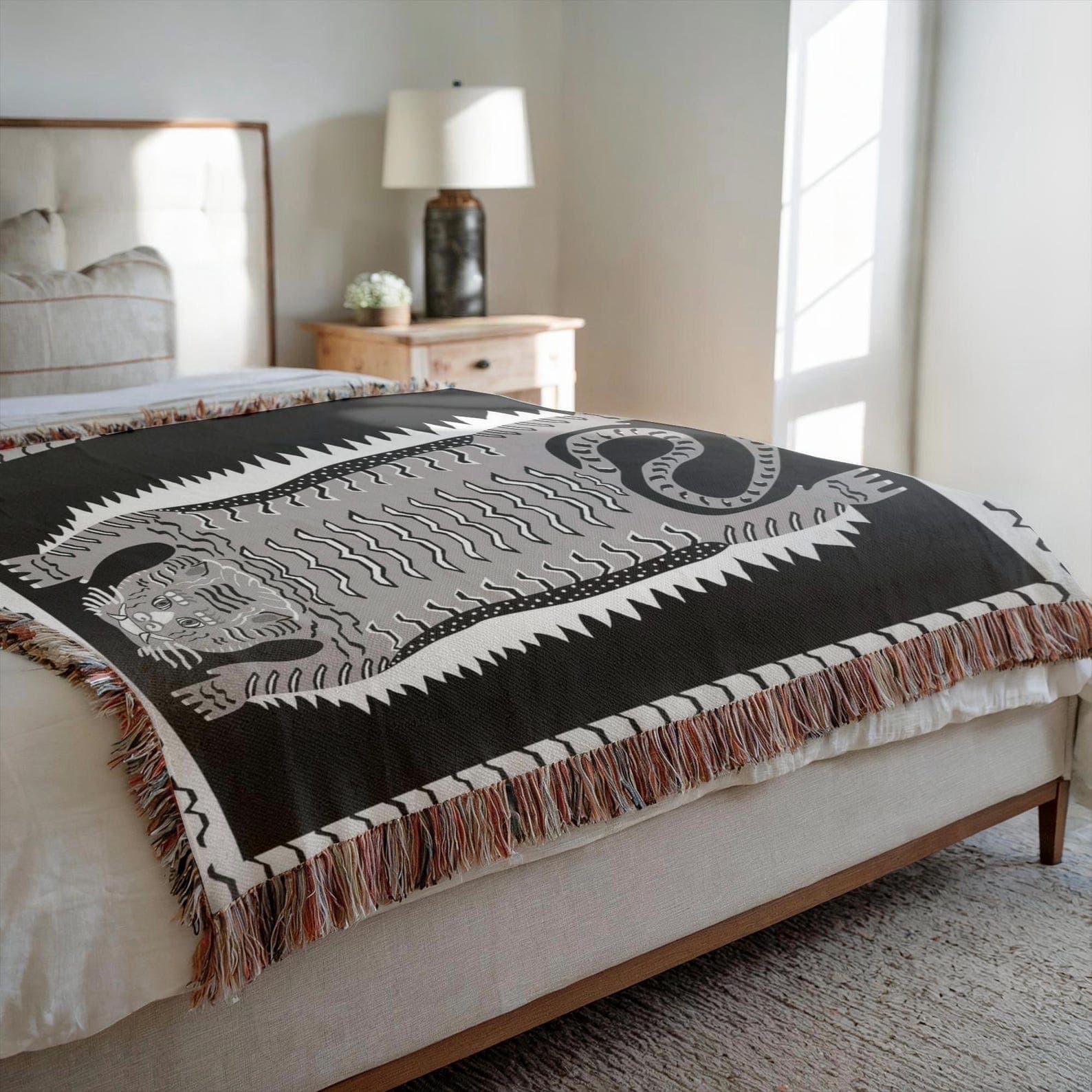Animal Folk Art Tapestry Tiger Throw