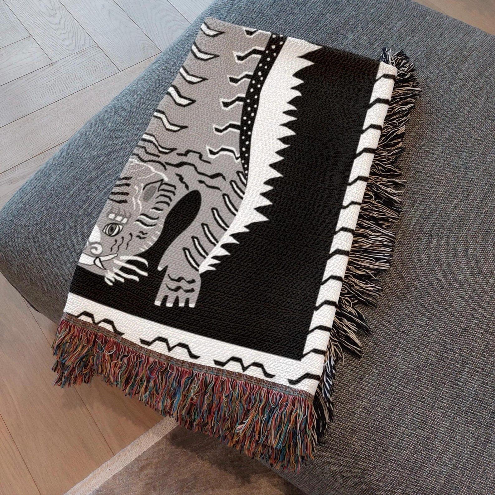 Animal Folk Art Tapestry Tiger Throw