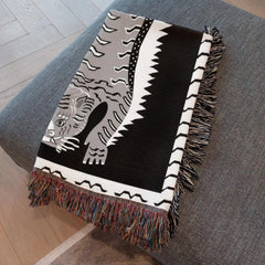 Animal Folk Art Tapestry Tiger Throw