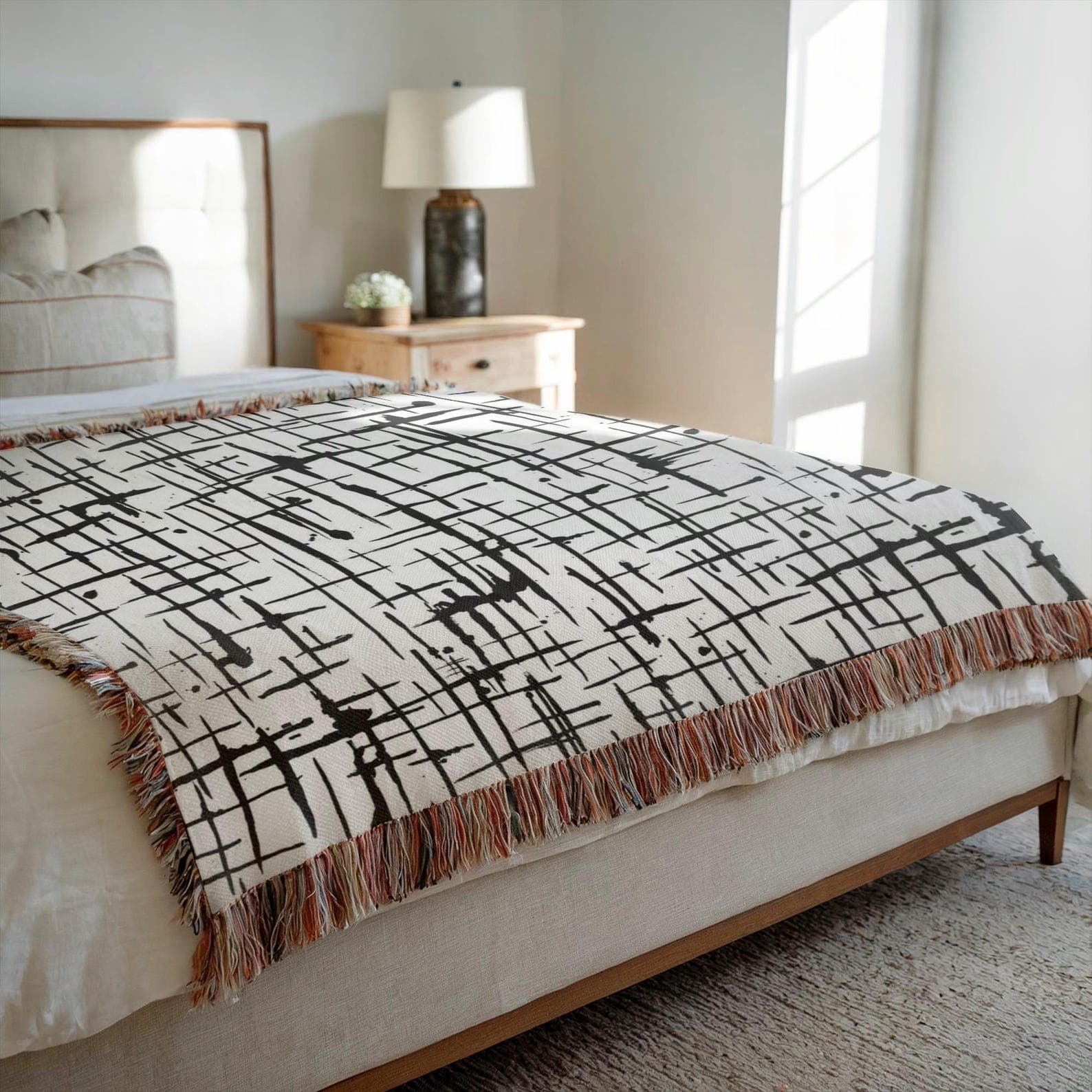 Modern Art black and white blanket
