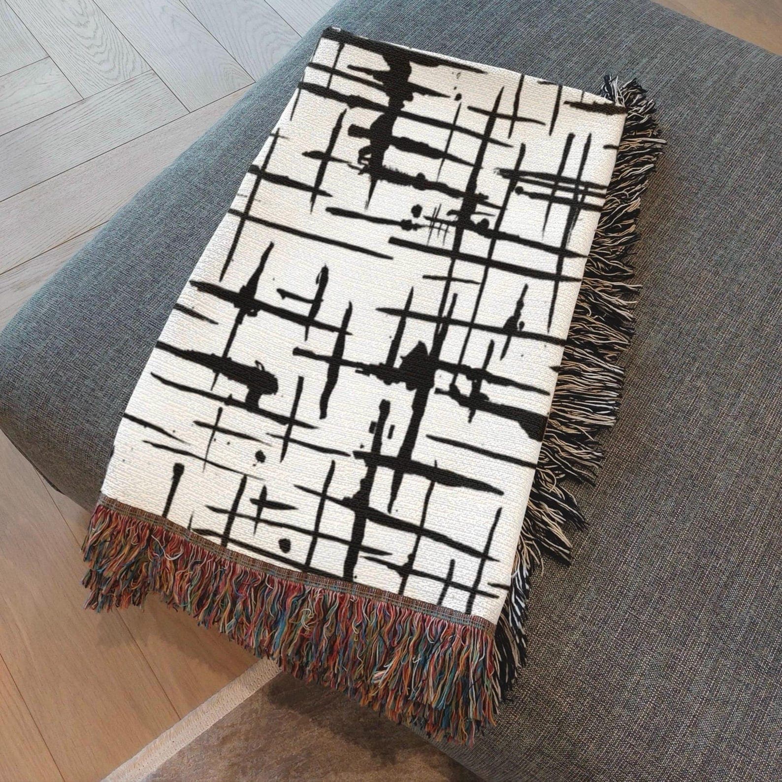 Modern Art black and white blanket