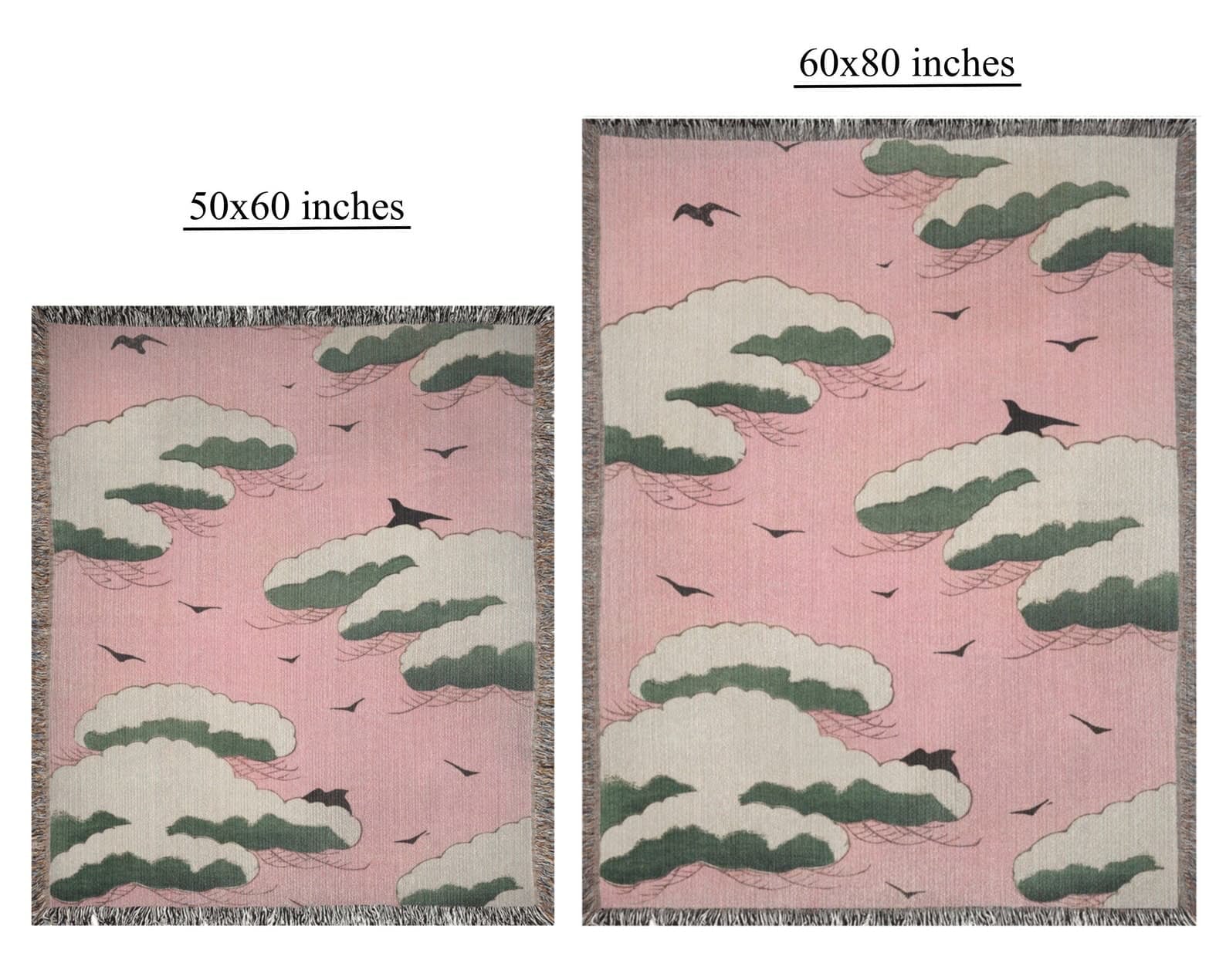 Pink Sky Vintage Japanese Art Throw