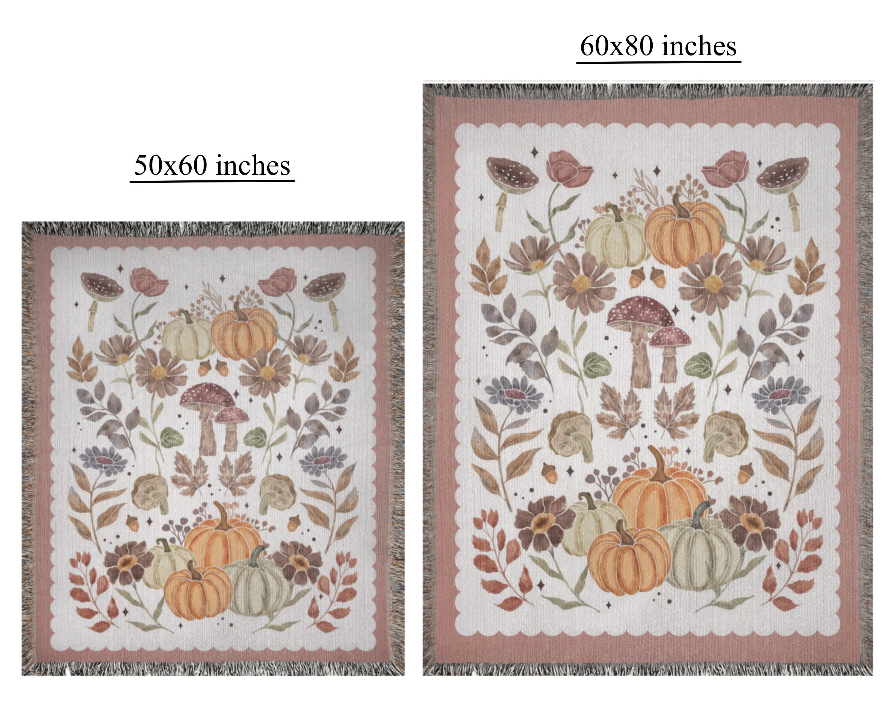 Woven Cotton Fall Wall Tapestry Dusty Pink Blanket: Farmhouse Pumpkin Spice Decor