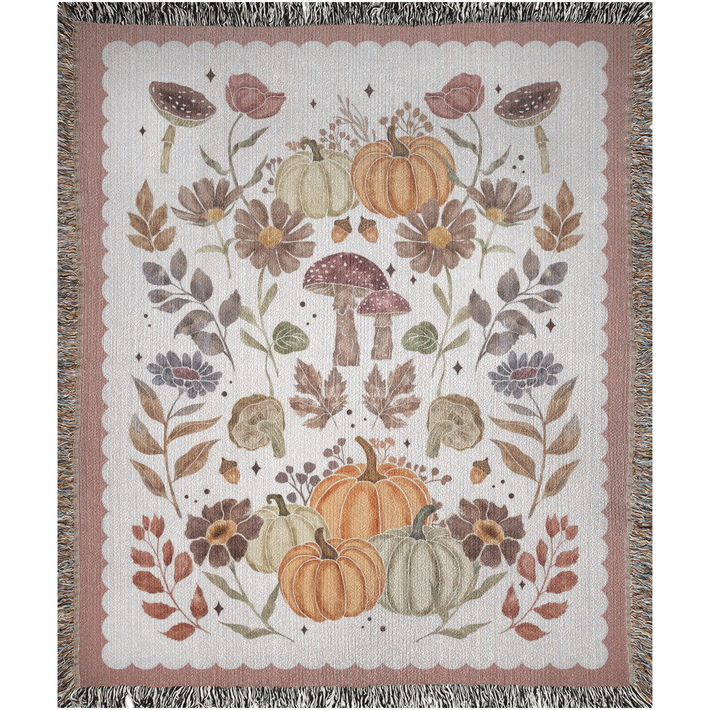 Woven Cotton Fall Wall Tapestry Dusty Pink Blanket: Farmhouse Pumpkin Spice Decor