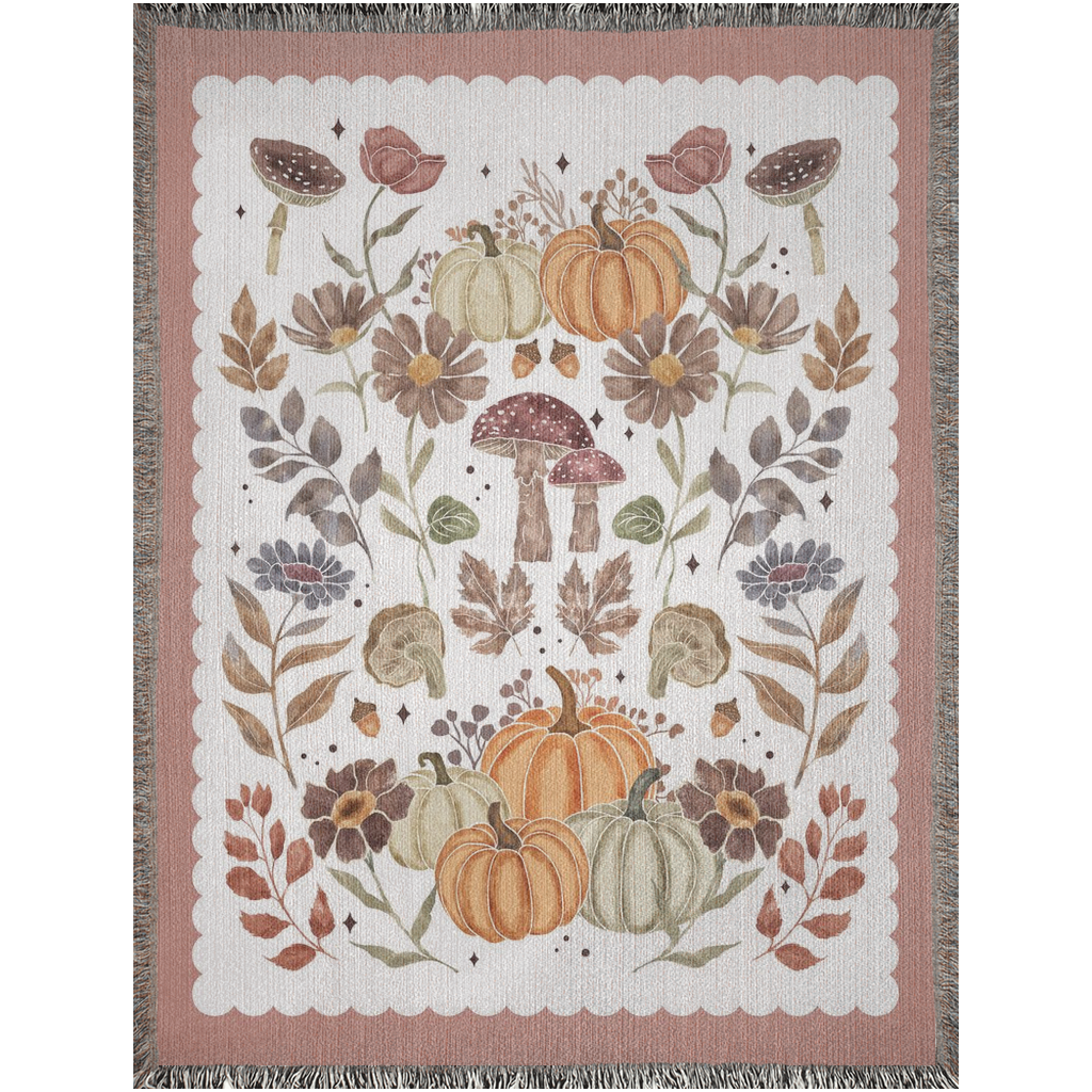 Woven Cotton Fall Wall Tapestry Dusty Pink Blanket: Farmhouse Pumpkin Spice Decor