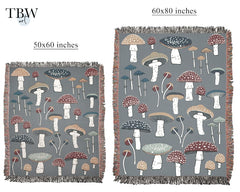 Magic Mushrooms Cottagecore Throw Blanket