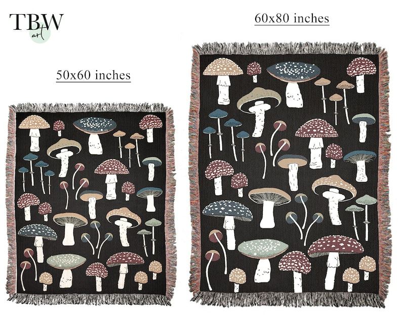 Mushroom Tapestry Woven Throw Blanket