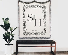 Couples Initials Cotton Throw