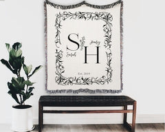 Couples Initials Cotton Throw