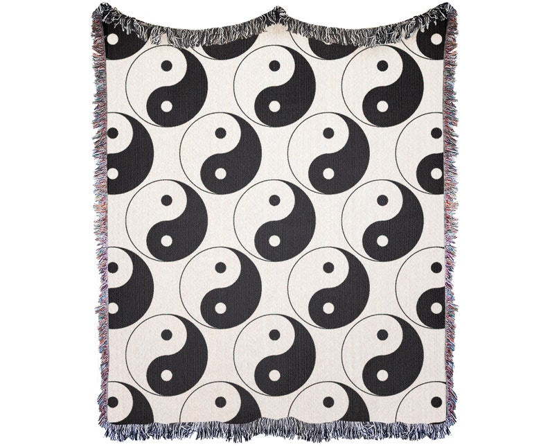 Yin Yang Woven Cotton Throw Blanket