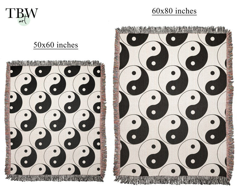 Yin Yang Woven Cotton Throw Blanket