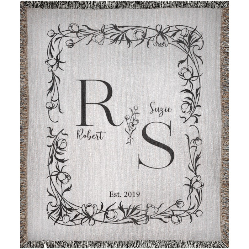 Couples Initials Cotton Throw