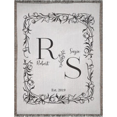 Couples Initials Cotton Throw