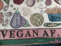 Tarot card inspired design on Vegan Af throw blanket for plant-based lifestyle