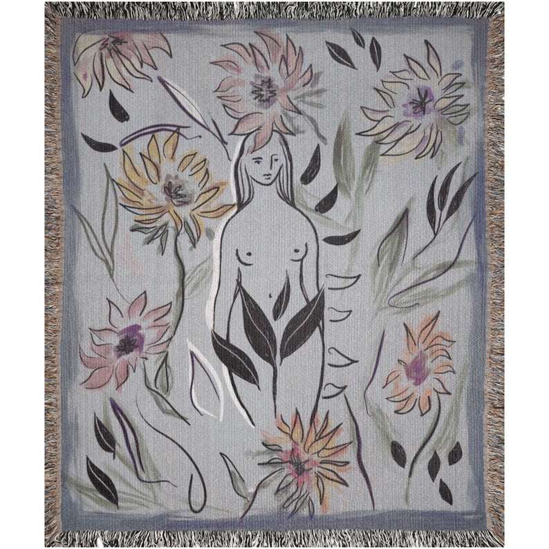 Woman Body Art Tapestry Blanket