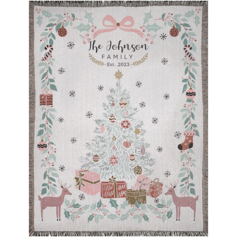 Personalized Pink Coquette Christmas Blanket